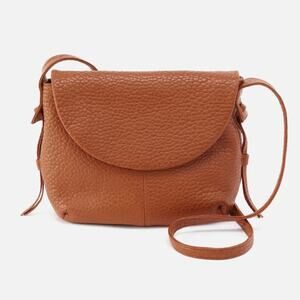 HOBO Bonita Messenger Crossbody Bag Brown Pebbled Leather‎